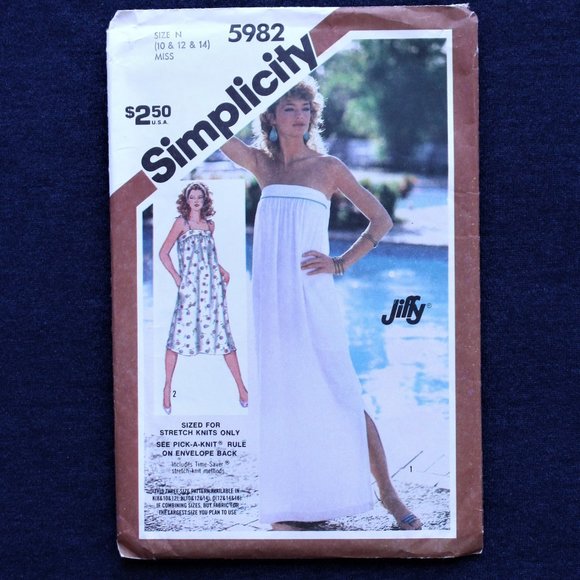 VTG 80's Sundress Sewing Pattern Simplcity #5982 Swim Cover Pockets Bust 32.5-36 - Picture 4 of 4